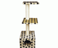 Cat tree 35x35x103cm - light beige with paws