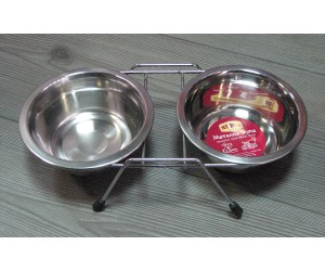 13110 Metal bowl double, with stand - 2 x 200ml